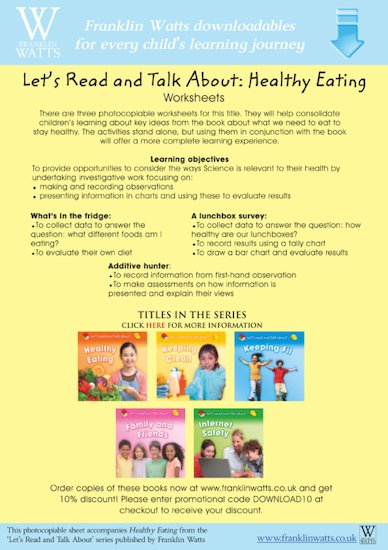Let's Read and Talk About: Healthy Eating Worksheets
