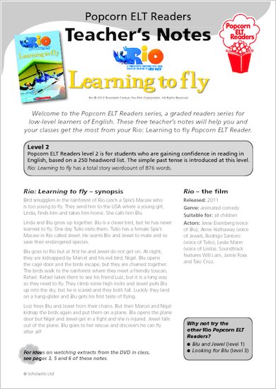 Rio: Learning to fly - Teacher's Notes