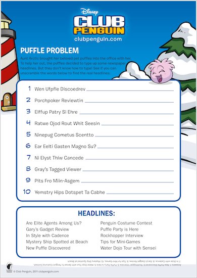 Club Penguin Puffle Puzzle