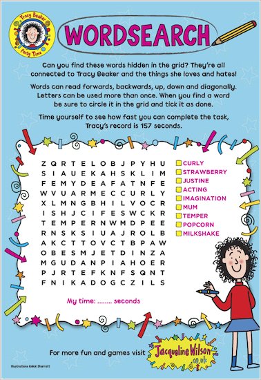 Tracy Beaker Wordsearch