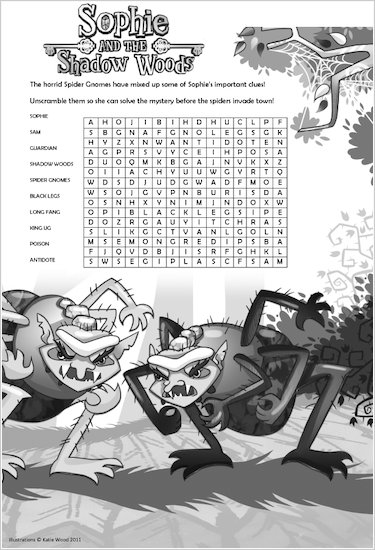 Sophie and the Shadow Woods Wordsearch