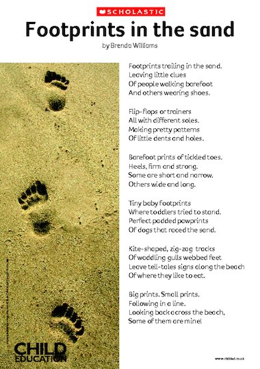 footprints in the sand prayer words