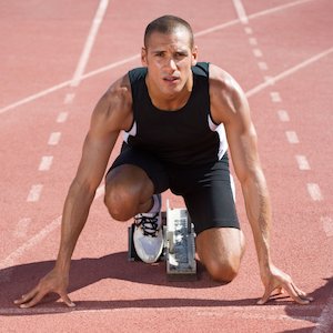 An athlete on the starting blocks An athlete on the starting blocks