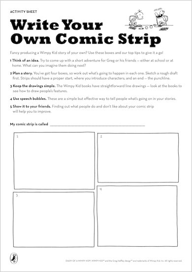 Write your own Wimpy Kid Comic Strip