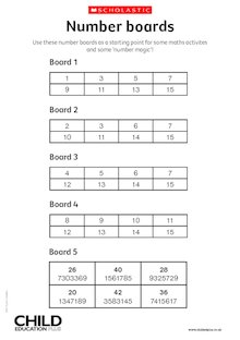 Maths magic – number boards
