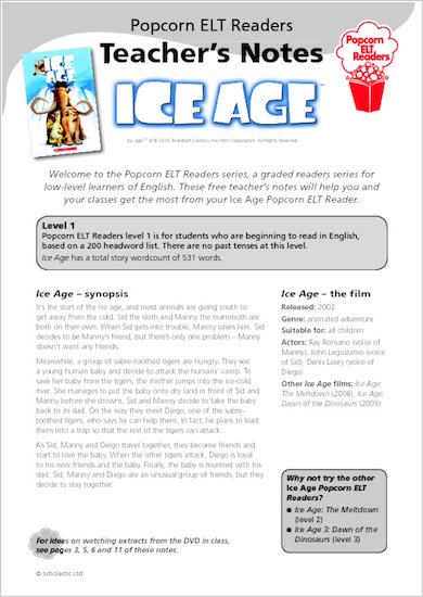 Ice Age 1: Teacher's Notes