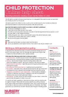 Child protection online help sheet