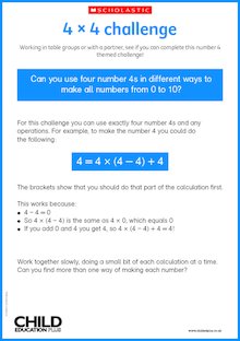 4×4 challenge – maths puzzle