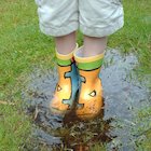 Wellies in puddle