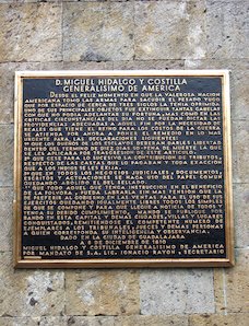 Placa en conmemoración de Miguel Hidalgo (México)