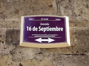 Placa en conmemoración de la Independencia de México, 16 de Septiembre (México)