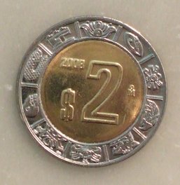 Moneda de 2 Pesos de México (frente, cara) (México)