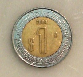 Moneda de 1 Peso de México (frente, cara) (México)