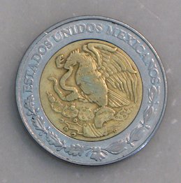 Moneda de 5 Pesos de México (dorso, seca) (México)