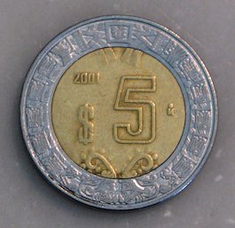 Moneda de 5 Pesos de México (frente, cara) (México)