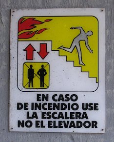 Cartel en caso de incendio