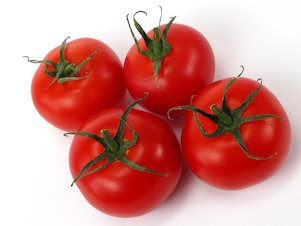 vier Tomaten,  rot