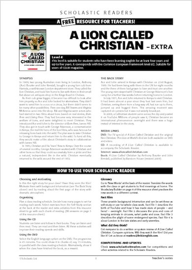 A Lion Called Christian: Resource Sheet & Answers
