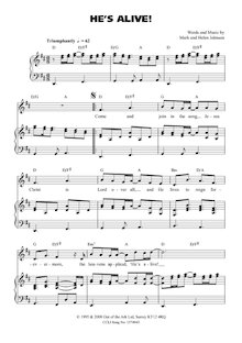 ‘He’s alive!’ song – accompaniment notation