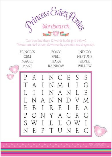 Princess Evie's Ponies Wordsearch