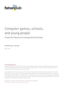 Computer games, schools and young people