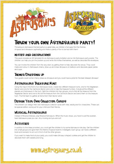 Astrosaurs Party Tips