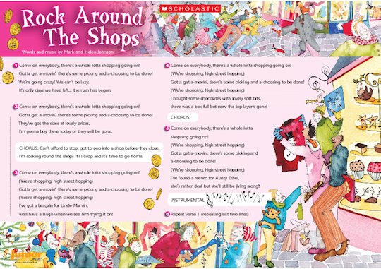 'Rock around the shops' poem poster