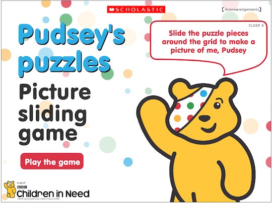 Pudsey's puzzles: Picture sliding game