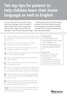 Top tips for parents to help children learn their home language