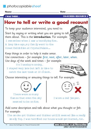 How to tell or write a good recount – FREE Primary KS1 