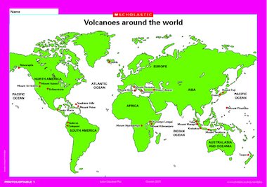 Volcanoes around the world – map poster – Primary KS2 teaching resource ...