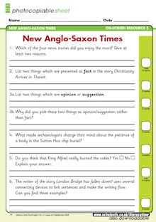 New Anglo-Saxon Times – question sheet