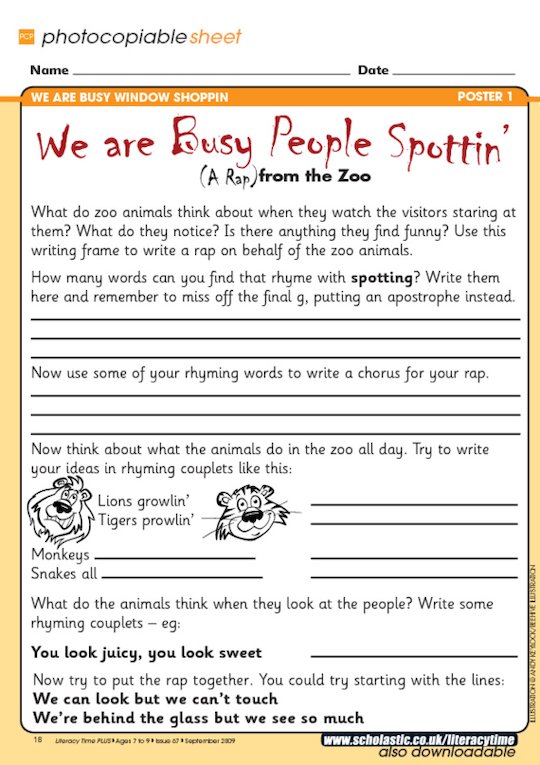 We are Busy People Spottin' - poem planning