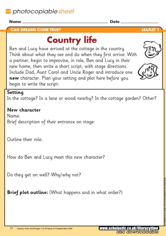 Country life - planning a play script