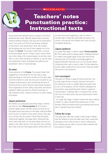 Punctuation practice: Instructional texts