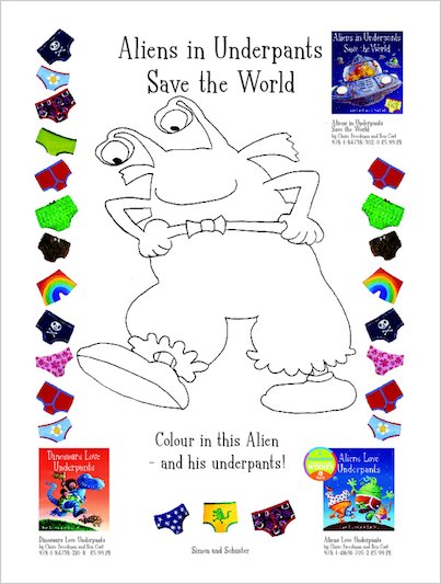 Aliens in Underpants Save the World Colouring Activity