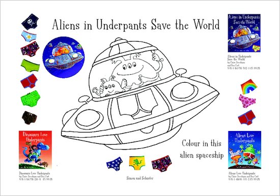 Aliens in Underpants Spaceship Colouring Activity