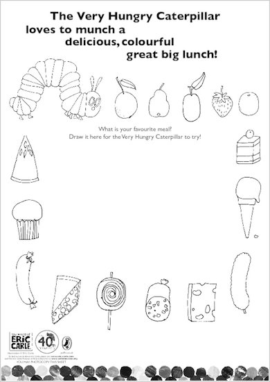 Colour the Very Hungry Caterpillar's lunch