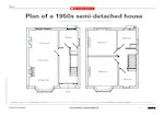 Plan of a 1950s semi-detached house (1 page)