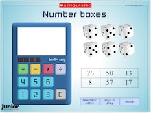 Number boxes game – interactive