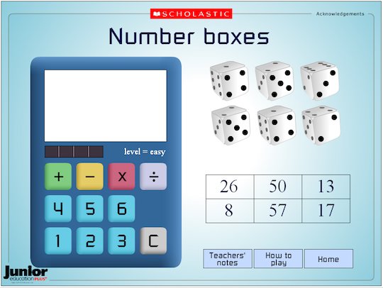 Number boxes game - interactive 