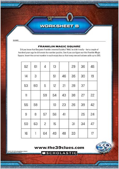39 Clues Number Puzzle