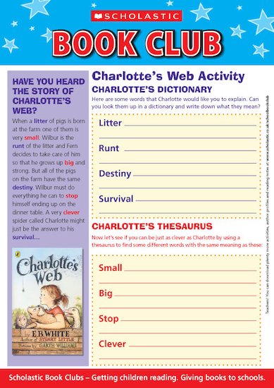 Charlotte's Web Dictionary Activity