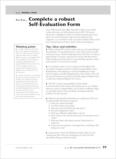 Complete a robust school evaluation form