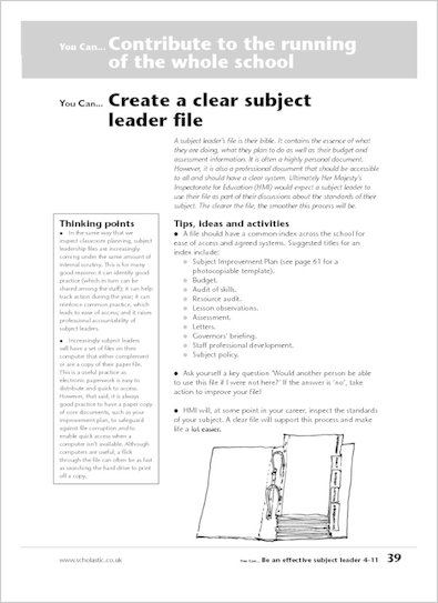 Create a clear subject leader file