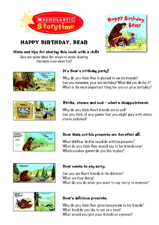 Storytime Notes: Happy Birthday, Bear