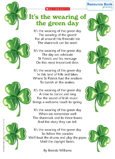 St Patrick’s Day – poem – Primary KS2 teaching resource - Scholastic