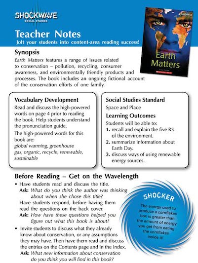 Earth Matters: Teacher's notes and 3 fact files