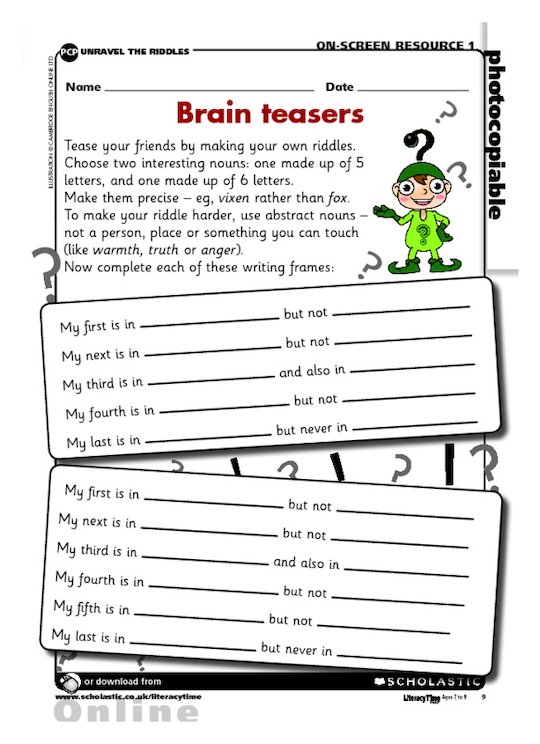 Writing brain teasers