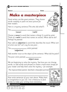 Make a masterpiece – adjectives, verbs and nouns
